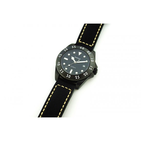 Parnis 43mm Black PVD Case Japan Miyota 821A Automatic Movement Watch