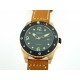 Parnis 44mm Matte Black Ceramic Bezel Rose Gold Case Green Dial Automatic Watch