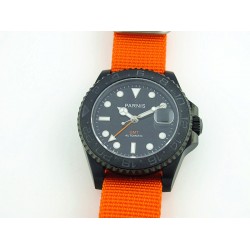 Parnis 40mm Matte Black Ceramic Bezel Black Dial GMT Automatic Watch
