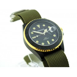 Parnis 40mm Black Dial Yellow GMT Hand Yellow Markers Automatic Watch