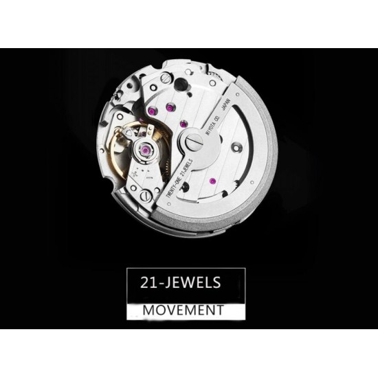 Parnis 39mm Black Dial White Numbers Miyota Automatic Men's Casual Watch Sapphire Crystal Luminous Marker PVD Case