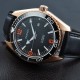 Parnis 45mm Rose Gold Case Sapphire Glass Ceramic Bezel Ocean Planet style Organge Numbers Luminous Automatic Men's Black Leather Watch