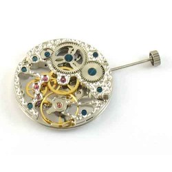 17 Jewels Silver Skeleton Hand-winding Asian 6497 Movement with Decoration