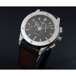 Parnis 44mm ss case black dial chronograph quartz mens watch