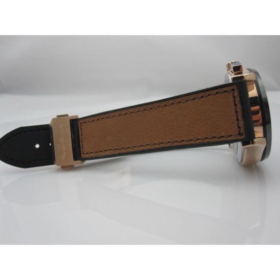 Parnis 44mm Rose Gold case black dial chronograph quartz mens watch