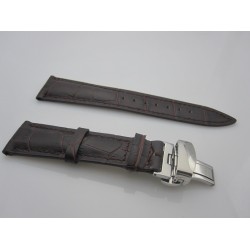 22mm dark Brown Leather deployment buckle Strap fit parnis mens watch