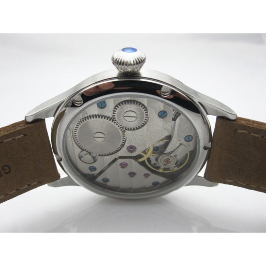 Parnis 44mm Hand Winding Mechanical Men's Watch Blue Dial