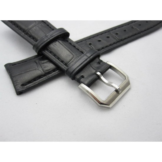 22mm black genuine Leather Strap