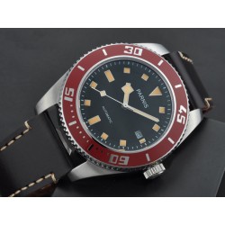 Parnis 43mm red bezel black dial sapphire glass miyota Automatic mens Watch 10ATM