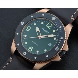 Parnis 43mm green dial Automatic stainless steel date sapphire glass mens Watch