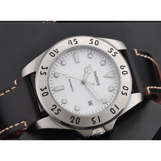  Parnis 43MM white dial sapphire glass Automatic 10ATM WATER RESISTANT mens Watch