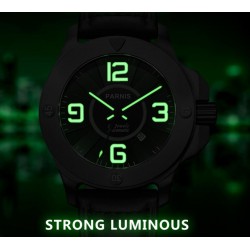 Parnis 47mm Black Dial Sapphire Glass Miyota Automatic Men's Military Watch Luminous Marker PVD Case Coated SS Strap