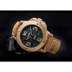 Parnis 47mm Black Dial Sapphire Glass Miyota Automatic Men's Military Watch Luminous Marker Rose Gold Case
