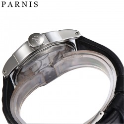 Parnis 44mm Black Dial Black Bezel Hand Winding Movement Men Watch Luminous Mark 10BAR Sapphire Crystal