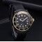 Parnis 40mm Black Dial 21 Jewels Miyota Automatic Men Watch Rotating 2 Tone Bezel Date Sapphire Crystal PVD Case Rubber Strap