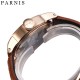 Parnis 44mm Coffee Dial Hand Winding Movement Men Watch Luminous Mark 10BAR Sapphire Crystal Rose Gold Case
