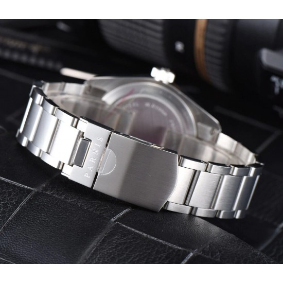 Parnis 41mm Black Dial Sapphire Crystal Miyota Automatic Men's Watch Luminous Marker 10 ATM Waterproof