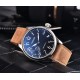 Parnis 44mm Hand Wind Mechanical Casual Watch Men Leather 17 Jewels Small Second