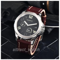 Parnis 44mm Black Dial Sapphire Glass Power Reserve Automatic Movement Men Mechanical Watch
