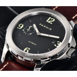 Parnis 44mm Black Dial Automatic Men's Mechanical Watch Sapphire Crystal 5ATM Waterproof