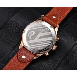 Parnis 43mm Sapphrie Miyota Quartz Movement Men Chronograph Watch Date Day Show Golden Case