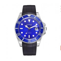 Parnis 40mm Blue Dial 21 Jewels Miyota Automatic Men Watch Rotating Bezel Date Sapphire Crystal Rubber Strap