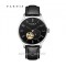 Parnis 41.5mm Black Dial Sapphire Glass Miyota Automatic Movement Men's Casual Watch 10ATM Waterproof Leather Strap
