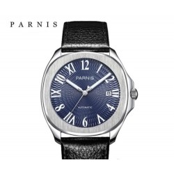 Parnis 39mm Blue Dial Miyota Automatic Men's Casual Watch Sapphire Crystal Luminous Marker