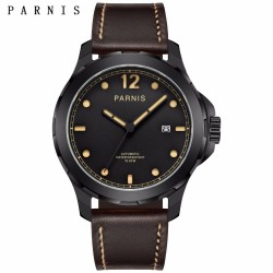 Parnis 44mm Sapphire Miyota Automatic Movement 10ATM Water Resistant Men's Watch Leather Strap