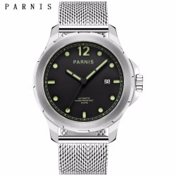 Parnis 44mm Sapphire Miyota Automatic Movement 10ATM Water Resistant Men's Watch Stainless Steel Strap