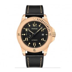 Parnis 44mm Black Dial Sapphire Miyota Automatic Movement 24 Hours Dial 5 ATM Men's Watch Rose Gold Case