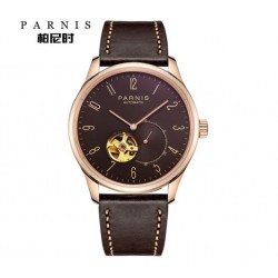 Parnis 41.5mm Coffee Dial Sapphire Glass Miyota Automatic Movement Men's Casual Watch 10ATM Waterproof Roes Gold Case