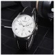 Parnis 41.5mm White dial Power Reverse Automatic Men's Boy Wristwatch Date Indicator Small Second Leather Strap