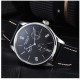 Parnis 41.5mm Black dial Power Reverse Automatic Men's Boy Wristwatch Date Indicator Small Second Leather Strap