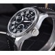 Parnis 45mm Black Dial Power Reserve Indicator Automatic Movement Men's Watch Small Second Leather Strap