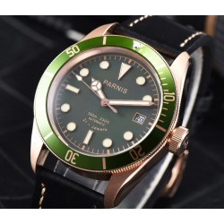 Parnis 41mm Green Dial Sapphire Crystal Miyota Automatic Men's Watch Luminous Marker 10 ATM Waterproof Rose Gold Case