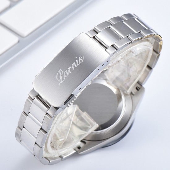 Parnis 39mm White Dial Men Sport Chronograph Watch Quartz Movement Wristwatch 