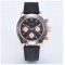 Parnis 39mm Black Dial Men Sport Chronograph Watch Quartz Movement Wristwatch Rubber Strap
