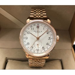 Parnis 2019 42mm White Dial Rose Gold Case Automatic mechanical GMT Men Watch