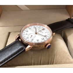 Parnis 2019 42mm White Dial Rose Gold Case Automatic mechanical GMT Men Watch Leather Strap