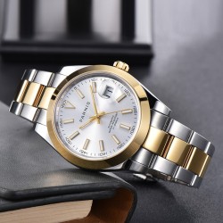 Parnis 39.5mm Silver Dial 2 Tone Gold Miyota 8215 Movement Automatic Mechanical Men's Watches