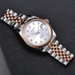 Parnis 39.5mm Silver Dial Rose Gold Miyota 8215 Movement Automatic Mechanical Men's Watches