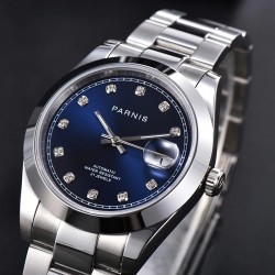 Parnis 39.5mm Blue Dial Miyota 8215 Movement Automatic Mechanical Men's Watches
