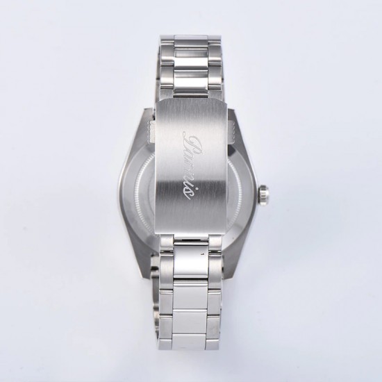 Parnis 39.5mm Gray Dial Automatic Mechanical Men Watch Silver Stainless Steel 