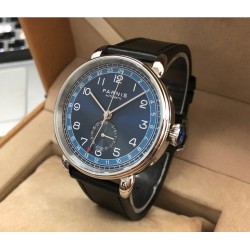 Parnis 42mm  Blue dial GMT Automatic Arab mark date window Men Watch leather strap 