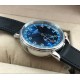 Parnis 42mm  Blue dial GMT Automatic Arab mark date window Men Watch leather strap 