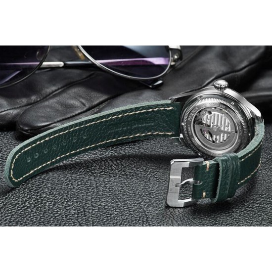 Parnis 42mm Elegant Sapphire Green Dial Japan Automatic Movement Men Wristwatch