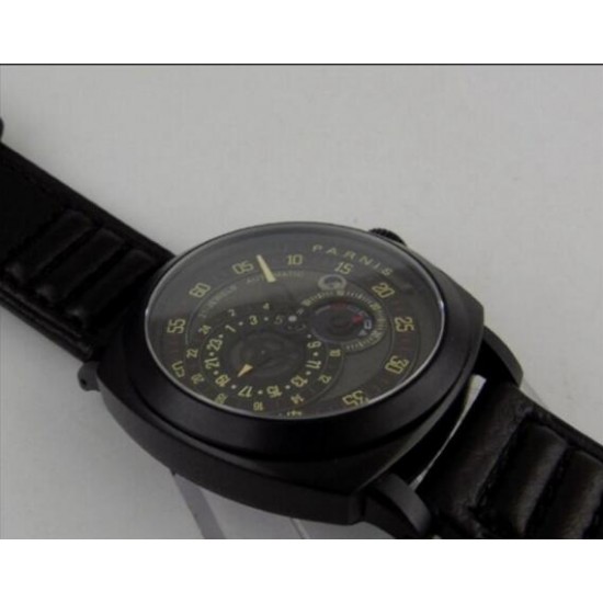 Parnis 44MM black dial Sapphire Glass black PVD case miyota automatic mens Watch