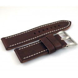 26mm Pre-V style Watch strap Sewn in buckle Bordeaux Semimat Calf Skin